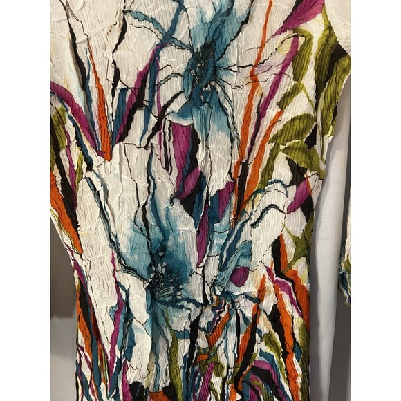 ALBERTO MAKALI Shirt Sz S Artsy Flowy Gauzey Colorful Pleated Art To Wear Spring - Picture 4 of 10